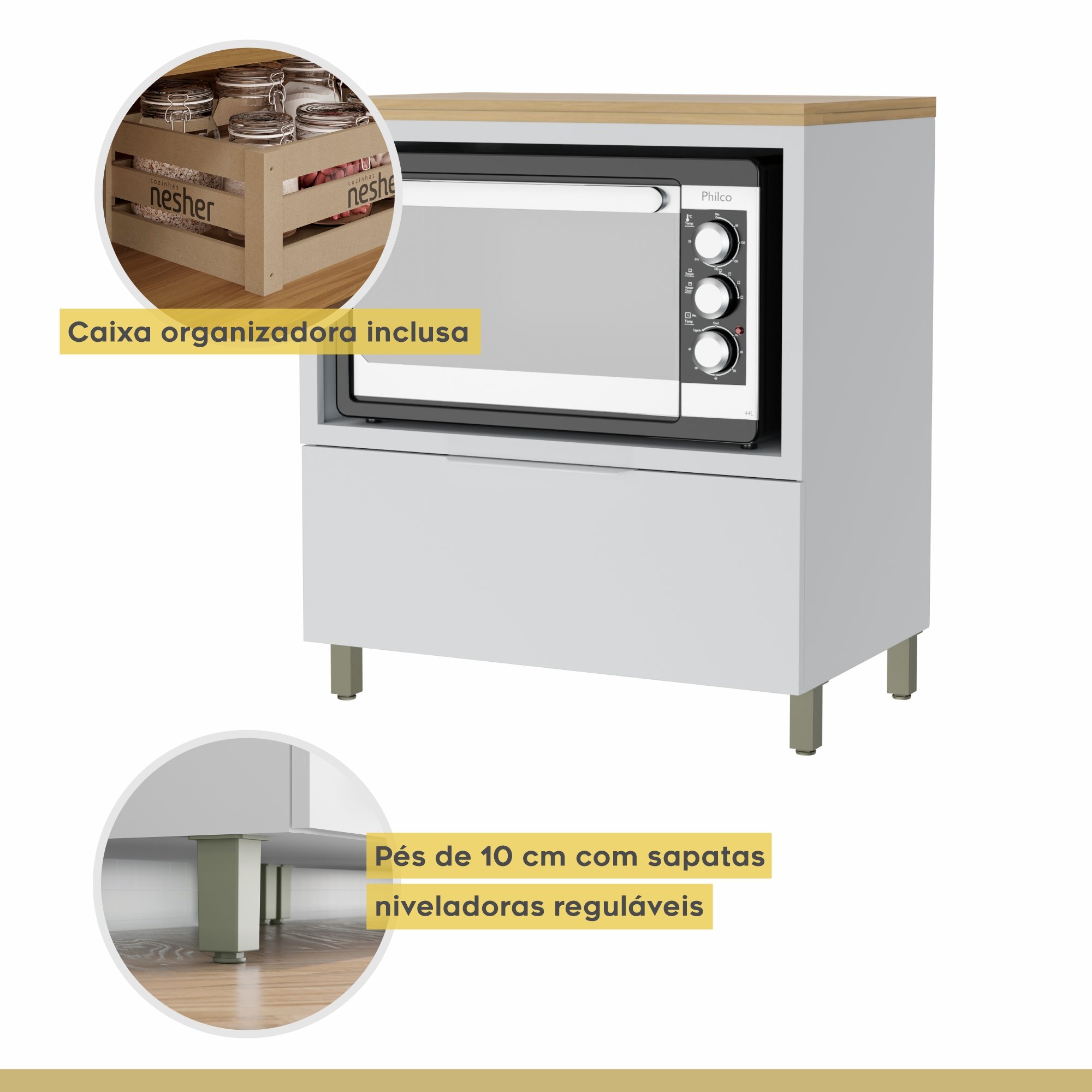 Cozinha 6 Peças 5 Portas 5 Gavetas Marquesa  100% Mdf - 15
