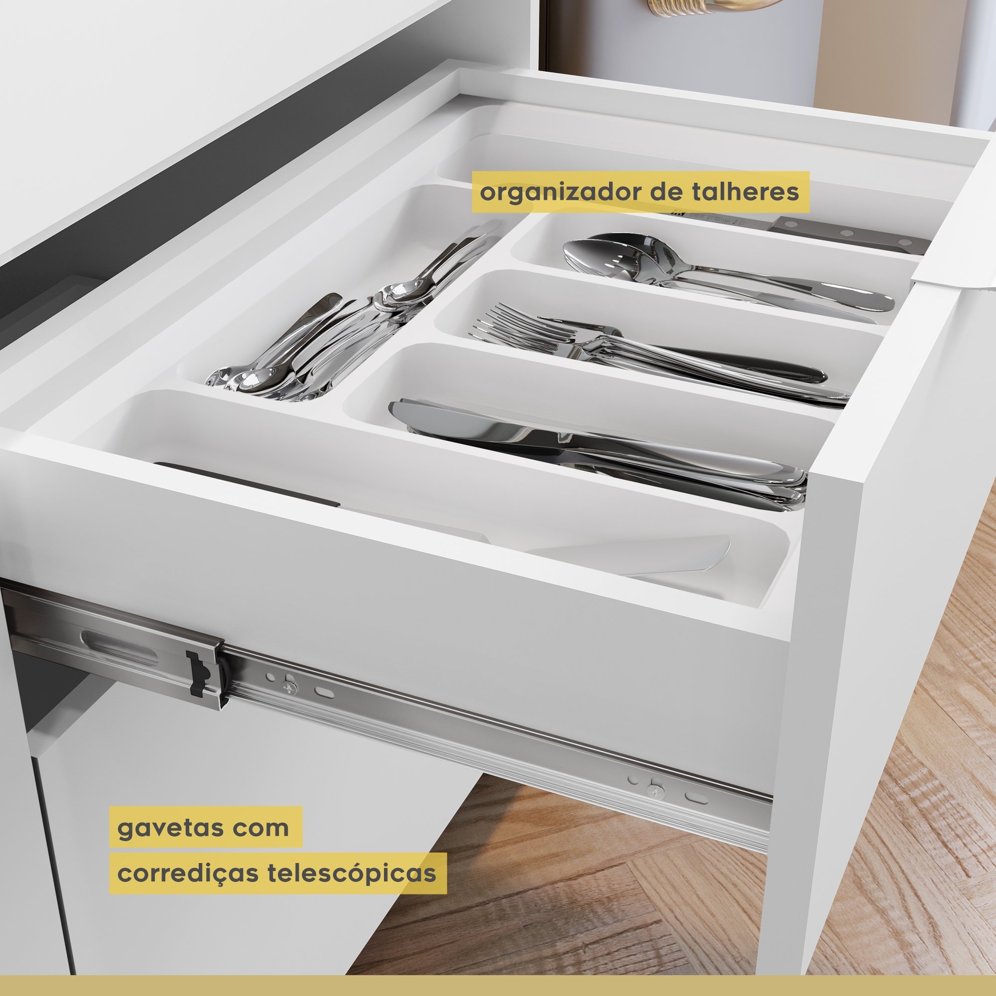Cozinha 6 Peças 5 Portas 5 Gavetas Marquesa  100% Mdf - 14