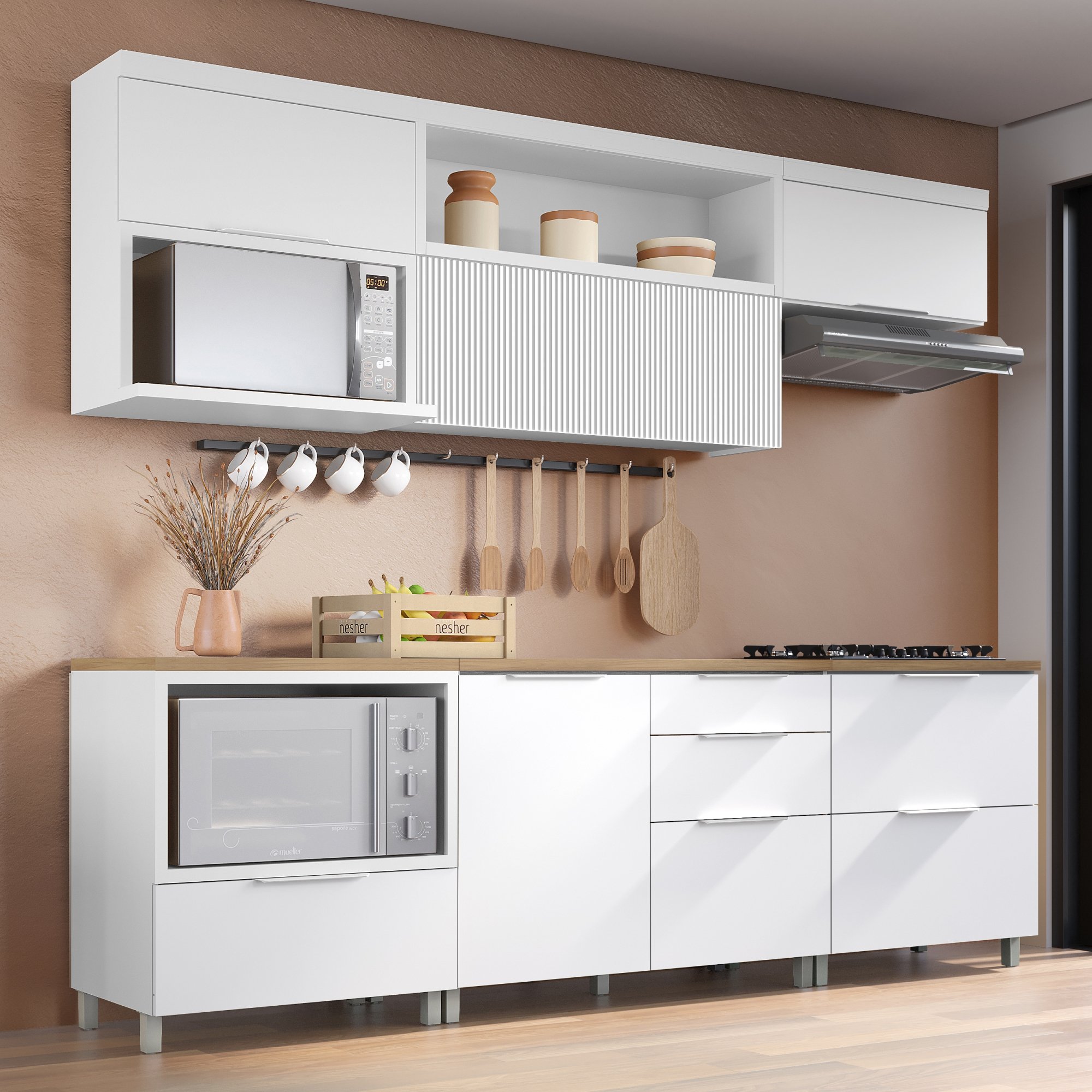 Cozinha 6 Peças 5 Portas 5 Gavetas Marquesa  100% Mdf - 1