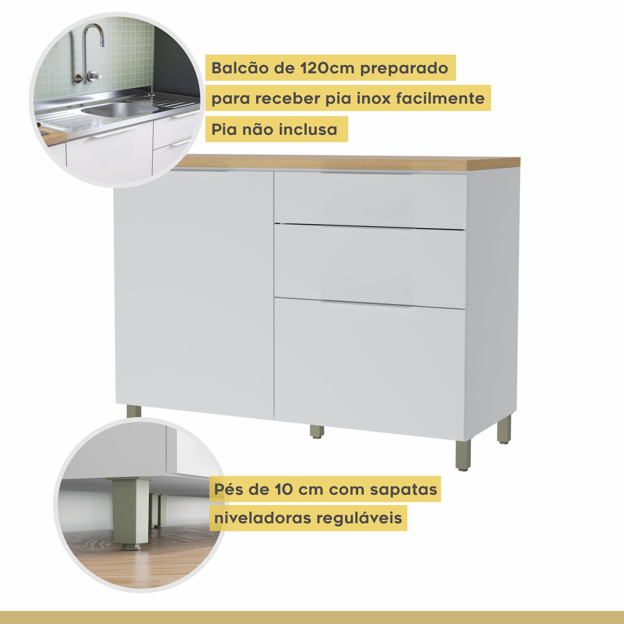 Cozinha 6 Peças 5 Portas 5 Gavetas Marquesa  100% Mdf - 10