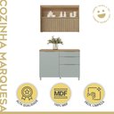 Ver imagem 2 de Cozinha 2 Peças com Balcão 1 Porta 3 Gavetas e Armário Aéreo Marquesa 120 cm 100% MDF Marrom/Nature/Verde