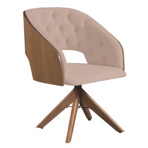 Poltrona Decorativa Giratória Núbia para Sala de Estar em Veludo Creme - Mobília Mobília