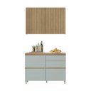 Ver imagem 3 de Cozinha 2 Peças 3 Portas 4 Gavetas Armário Aéreo 100% MDF 120 cm Rainha Marrom/Nature/Verde