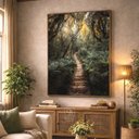 Ver imagem 3 de Quadro Paisagem Trilha de Madeira entre a Floresta - 123x83