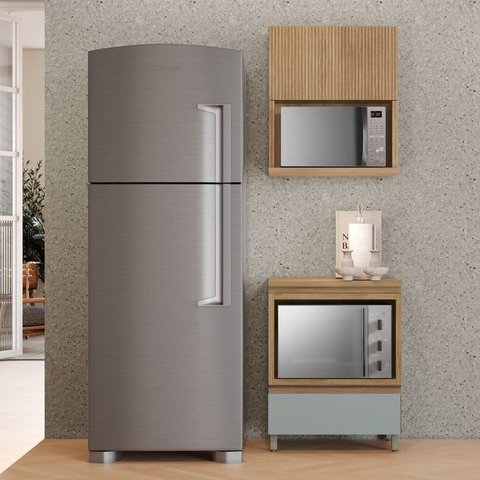 Cozinha 2 Peças 1 Porta 1 Gaveta Armário Aéreo 100% MDF 70 cm Rainha Verde/Nature