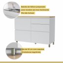 Ver mais imagens de Cozinha 2 Peças 3 Portas 4 Gavetas com Armário Aéreo 100% MDF 120cm Rainha Marrom/Branco/Nature