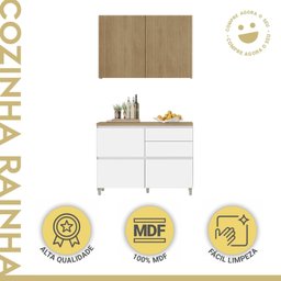Cozinha 2 Peças 3 Portas 4 Gavetas Com Armário Aéreo  100% Mdf 120Cm Rainha - 14
