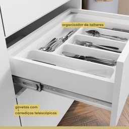 Cozinha 2 Peças 3 Portas 4 Gavetas Com Armário Aéreo  100% Mdf 120Cm Rainha - 9