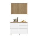 Ver imagem 3 de Cozinha 2 Peças 3 Portas 4 Gavetas com Armário Aéreo 100% MDF 120cm Rainha Marrom/Branco/Nature