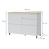 Cozinha 2 Peças 3 Portas 4 Gavetas Com Armário Aéreo  100% Mdf 120Cm Rainha - 6