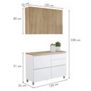 Ver imagem 4 de Cozinha 2 Peças 3 Portas 4 Gavetas com Armário Aéreo 100% MDF 120cm Rainha Marrom/Branco/Nature