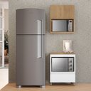 Ver imagem 1 de Cozinha 2 Peças 1 Porta 1 Gaveta Armário Aéreo 100% MDF 70 cm Rainha Branco/Nature