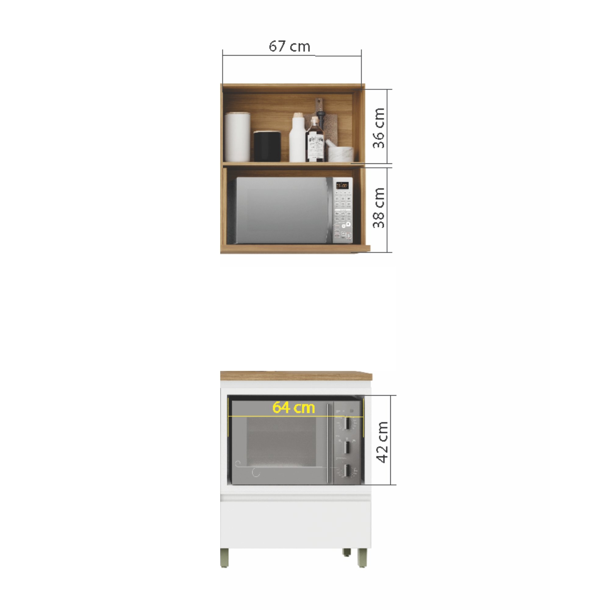 Cozinha 2 Peças 1 Porta 1 Gaveta Armário Aéreo  100% Mdf 70 Cm Rainha - 10