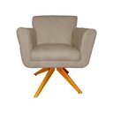 Ver imagem 2 de Poltrona Decorativa com Base Giratória de Madeira Quarto Isabella Suede Cappuccino - Lm Decor