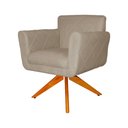 Ver imagem 3 de Poltrona Decorativa com Base Giratória de Madeira Quarto Isabella Suede Cappuccino - Lm Decor