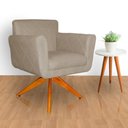 Ver imagem 1 de Poltrona Decorativa com Base Giratória de Madeira Quarto Isabella Suede Cappuccino - Lm Decor