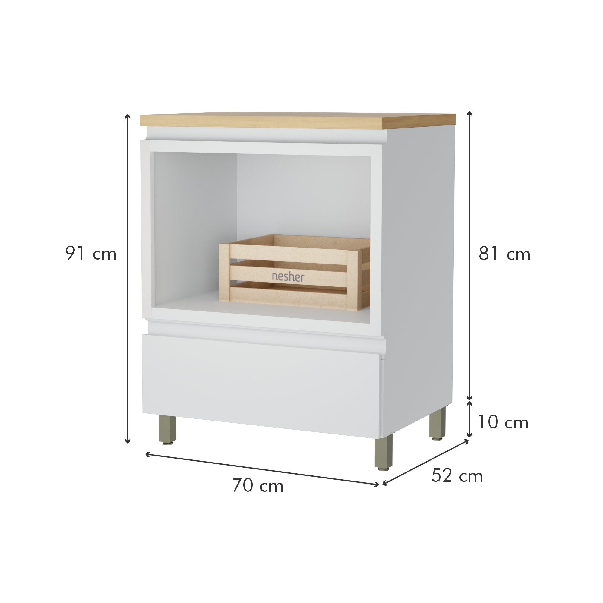 Cozinha 2 Peças 1 Porta 1 Gaveta Armário Aéreo  100% Mdf 70 Cm Rainha - 8