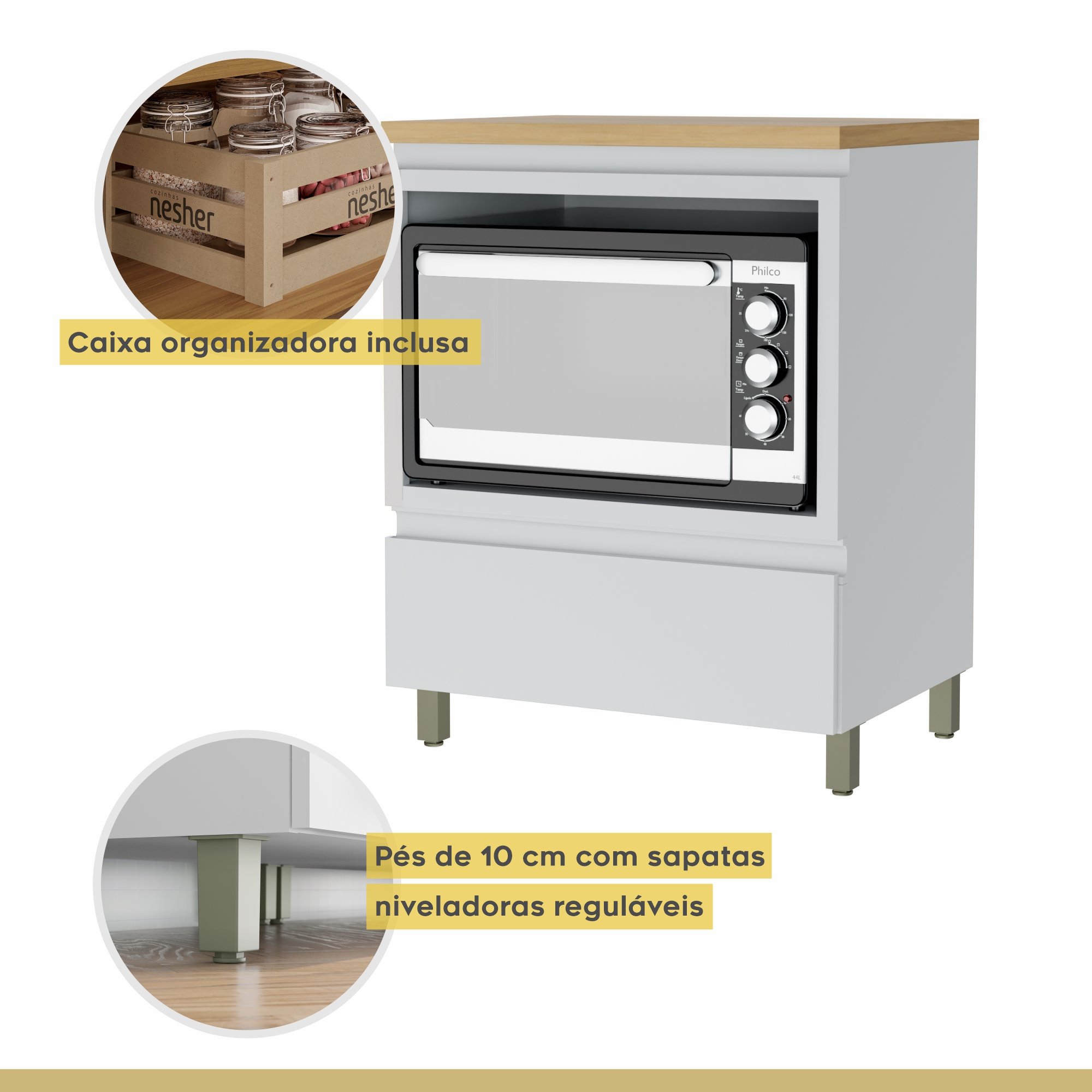 Cozinha 2 Peças 1 Porta 1 Gaveta Armário Aéreo  100% Mdf 70 Cm Rainha - 7