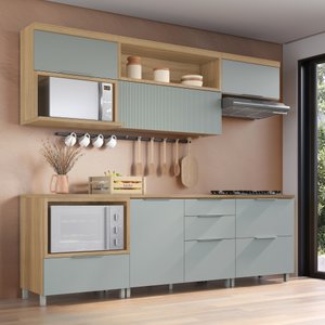 Cozinha 6 Peças 5 Portas 5 Gavetas Com Armário Aéreo  100% Mdf Marquesa