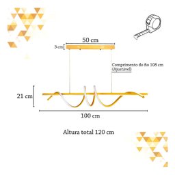 Pendente Horizontal Espiral Dourado Led Mesa Jantar Bet27 - 9