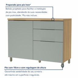 Cozinha 7 Peças 7 Portas 7 Gavetas  100% Mdf Marquesa - 11