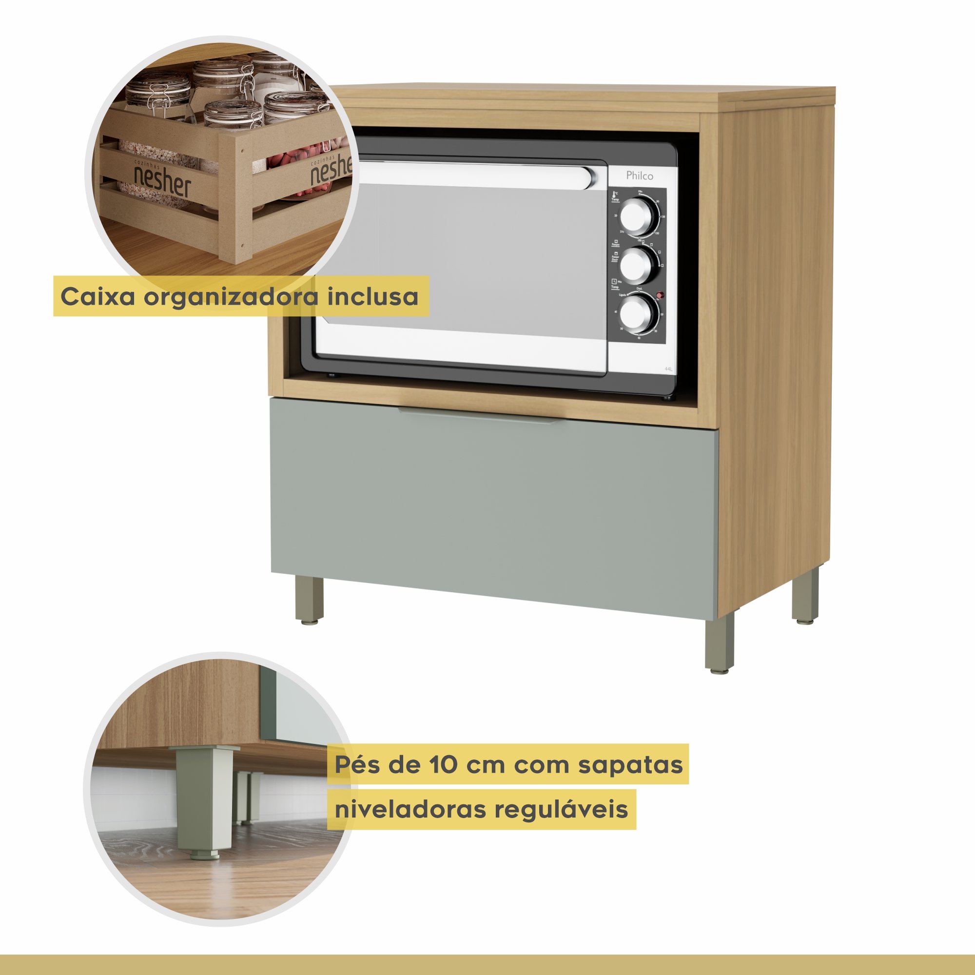 Cozinha 7 Peças 7 Portas 7 Gavetas  100% Mdf Marquesa - 11