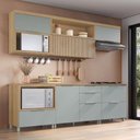 Ver imagem 1 de Cozinha 6 Peças 5 Portas 5 Gavetas com Armário Aéreo 100% MDF Marquesa Marrom/Nature/Verde