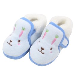 Pantufa Sapatinho Infantil Bebe Coelhinho Azul Forrada com Velcro - 1