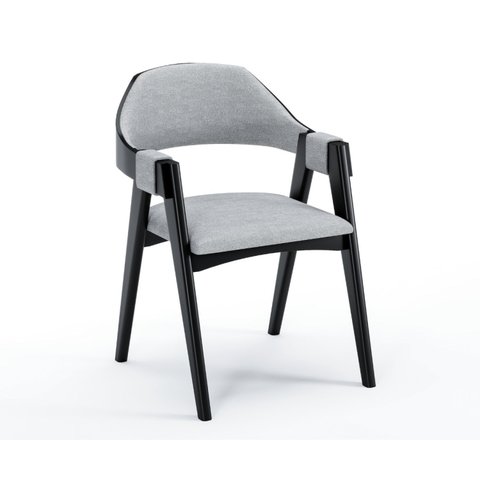 Cadeira para Sala de Jantar em Madeira Maciça Madrid Preto/Cinza