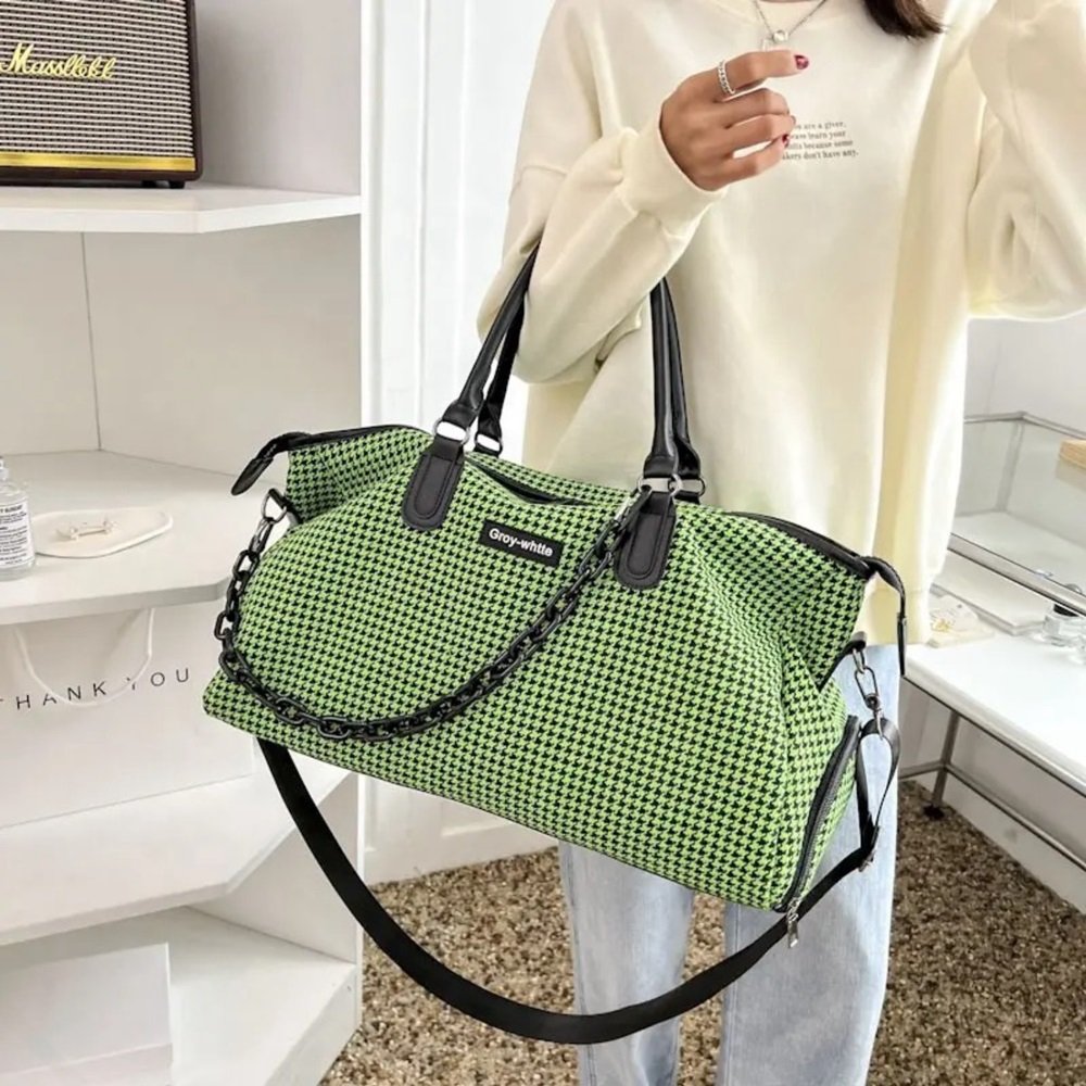 Bolsa Academia Xadrez Multifuncional Confortável Impermeável:verde - 3