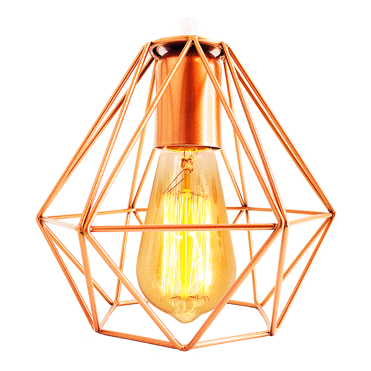 Lustre Luminária Pendente Diamante Triplo Retro Cobre FL - 6