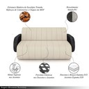 Ver imagem 3 de Sofá Decorativo Living Sala de Estar Bornéu 148cm Pés de Madeira Pu/veludo Preto/bege Claro G33 - Gr