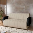 Ver imagem 1 de Sofá Decorativo Living Sala de Estar Bornéu 148cm Pés de Madeira Pu/veludo Preto/bege Claro G33 - Gr