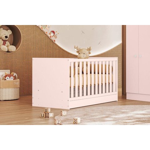 Berço Mini Cama Americano Doce Sonho Rosa Acetinado - Qmovi