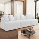 Ver imagem 1 de Sofá 4 Lugares para Sala de Estar Living 288cm Arlo F04 Bouclê Off White - Lyam Decor