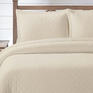 Cama Posta King Melynda Colcha Luxo Algodão Bordado 3 Pçs:palha