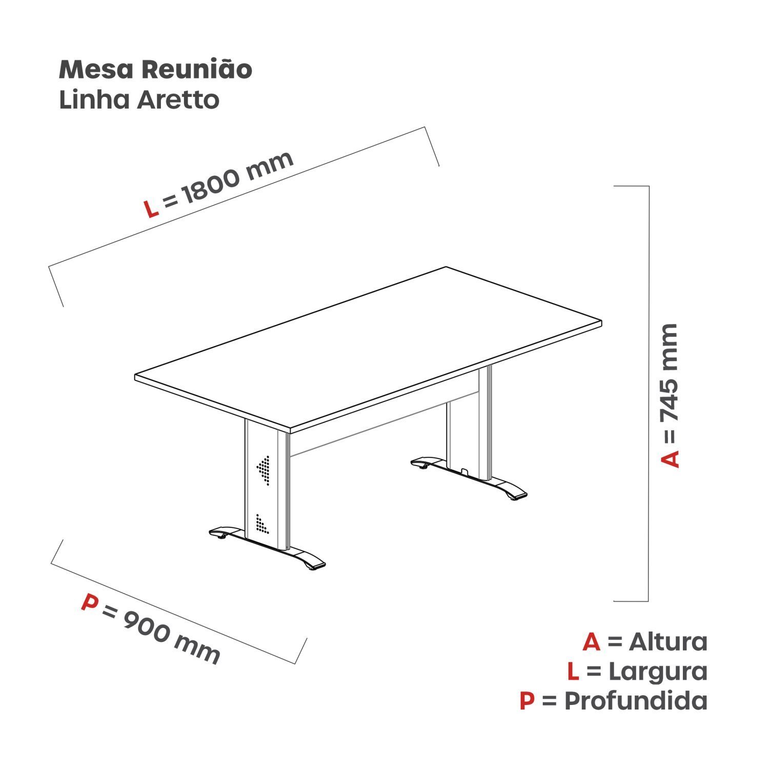 Mesa de Reunião 180x90cm Mr1800at - 3