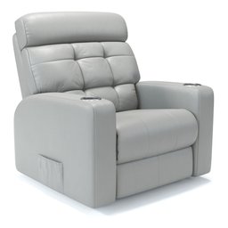 Poltrona do Papai Reclinável em Couro Cor Cinza com Massagem Reclinação Elétrica - Modelo Nina - 1
