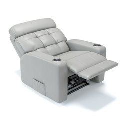 Poltrona do Papai Reclinável em Couro Cor Cinza com Massagem Reclinação Elétrica - Modelo Nina - 6
