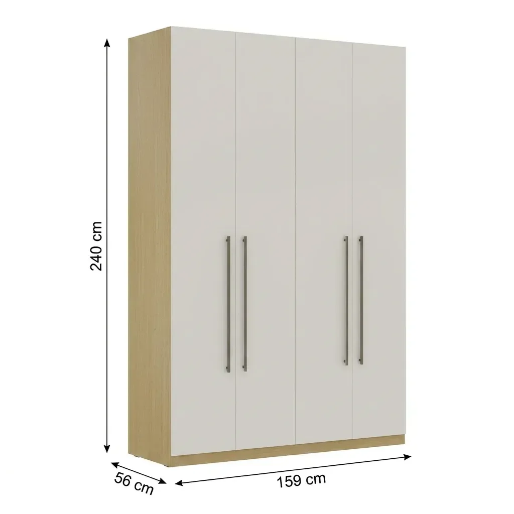 Ver imagem 3 de Guarda Roupa Solteiro Modulado 4 Portas 3 Gavetas 100% MDF Infinity Savana/Branco