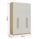 Ver imagem 3 de Guarda Roupa Solteiro Modulado 4 Portas 3 Gavetas 100% MDF Infinity Savana/Branco Bege