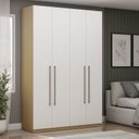 Ver mais imagens de Guarda Roupa Solteiro Modulado 4 Portas 3 Gavetas 100% MDF Infinity Savana/Branco Bege