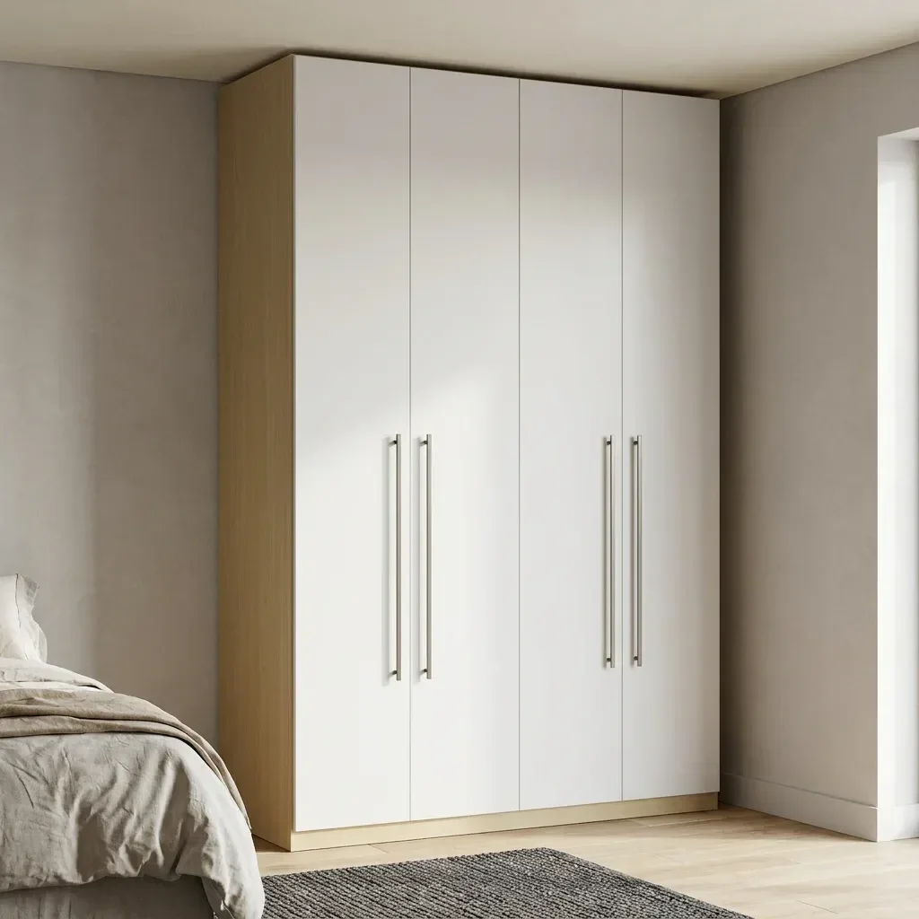 Ver imagem 1 de Guarda Roupa Solteiro Modulado 4 Portas 3 Gavetas 100% MDF Infinity Savana/Branco