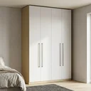 Ver imagem 1 de Guarda Roupa Solteiro Modulado 4 Portas 3 Gavetas 100% MDF Infinity Savana/Branco Bege