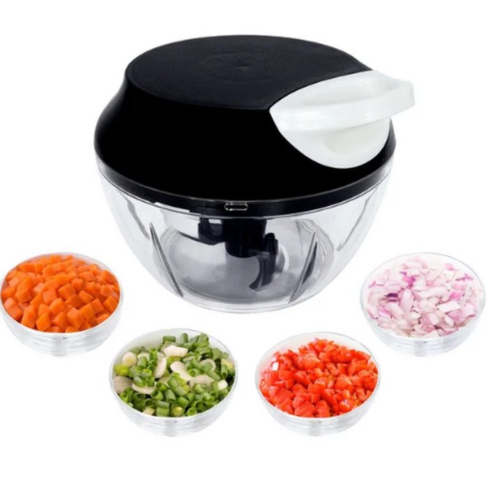 Mini Processador e Triturador de Alimentos Manual 480ml 3 Lâminas + Haste Adicional de Mistura - 3
