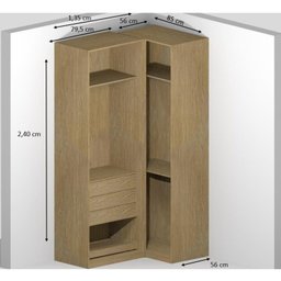 Guarda-roupa Modulado de Canto 100% Mdf 3 Gavetas Infinity - 4