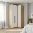 Ver imagem 1 de Guarda Roupa Modulado de Canto 3 Portas 3 Gavetas 100% MDF Infinity Savana/Branco Bege
