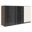 Ver imagem 1 de Armario Aereo 3 Portas Vidro MDF 120 cm Kali 1219717 Nicioli Carvalho Toq Off White