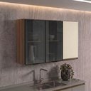Ver imagem 6 de Armario Aereo 3 Portas Vidro MDF 120 cm Kali 1219717 Nicioli Carvalho Toq Off White