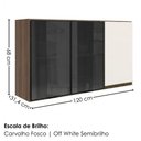 Ver imagem 3 de Armario Aereo 3 Portas Vidro MDF 120 cm Kali 1219717 Nicioli Carvalho Toq Off White